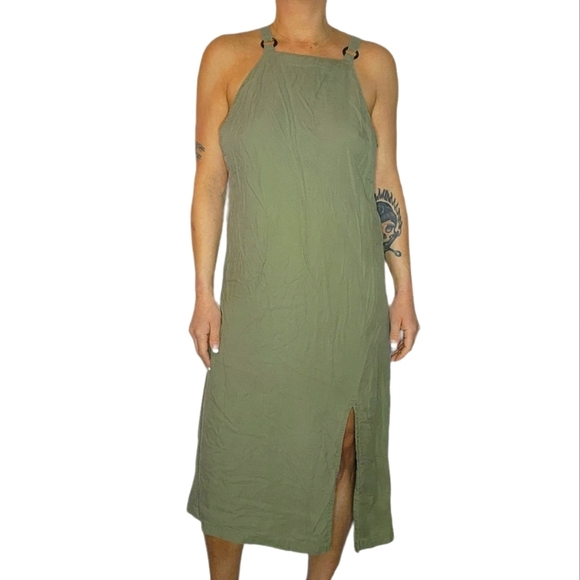 RVCA Midi Slit Tank Dress Green Small - Picture 3 of 6
